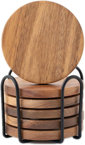Acacia wood coasters set 6 - wood,