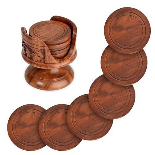 Rosewood coaster set with - coaster, 6
