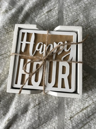 Wooden letter coasters with - letter,