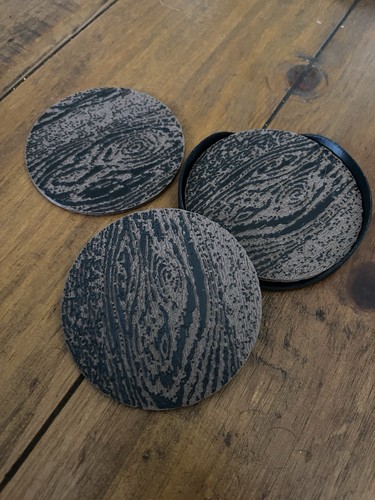 Set plastic coasters wood - of, 4