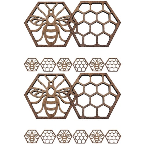 Hexagonal wood coasters - hexagonal,