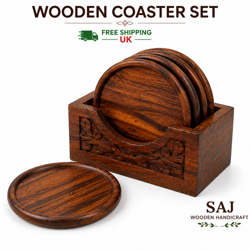 Wooden coaster set with - wooden,
