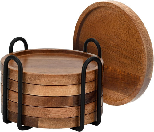 Wood coasters set - coasters, round