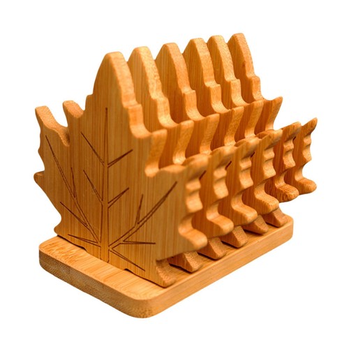 6pcs wood drink coasters with - wood,