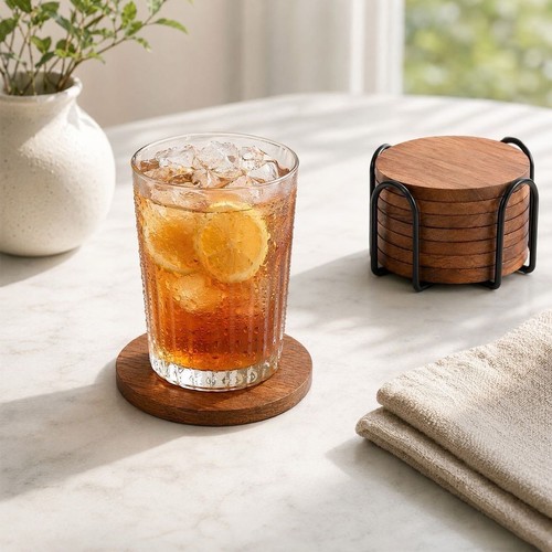 8pcs circular table - table, coaster