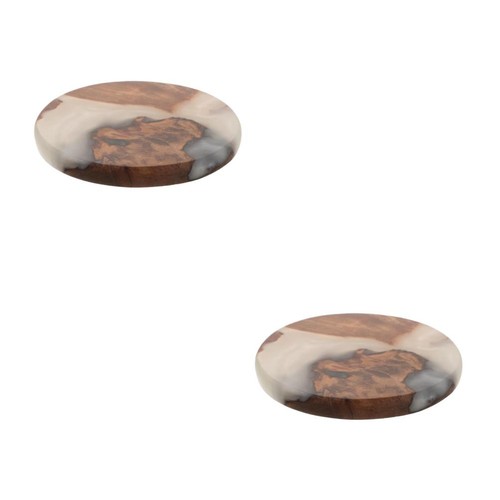 2pcs wooden cup mat round - wooden,