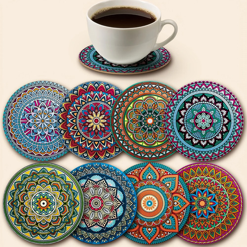 8pc wooden mandala - wooden,