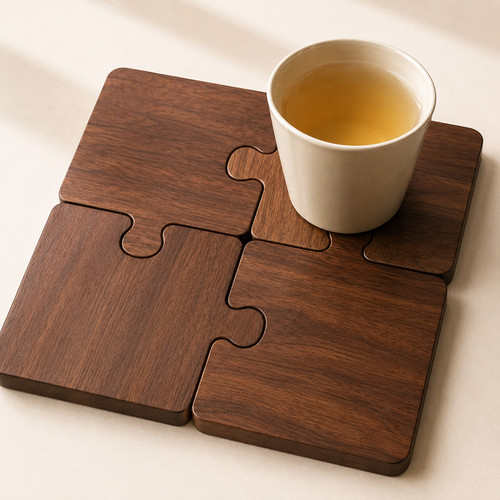 4pc wooden puzzle coasters - puzzle,