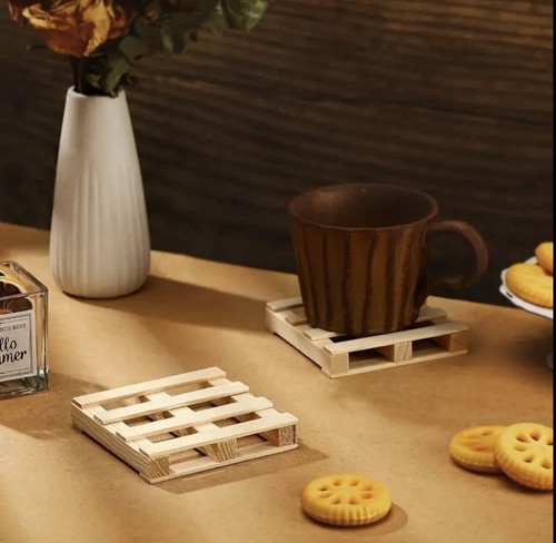 4pcs wooden pallet coasters - pallet,