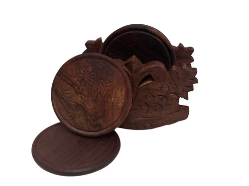Wooden coaster set - set, 6pcs