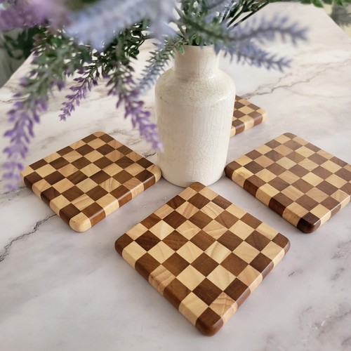 Checkered coaster set 4 - coaster,