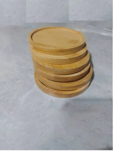 6pcs bamboo coaster - bamboo, with