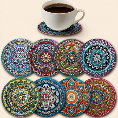8pcs set wooden coasters with - wooden,