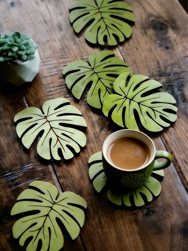 6pcs bamboo coaster set - bamboo,