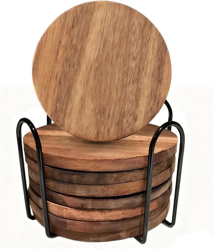 Pcs wooden coasters - 8,